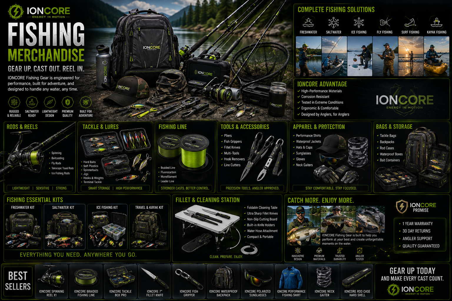 IONCORE fishing merch apparel concept
