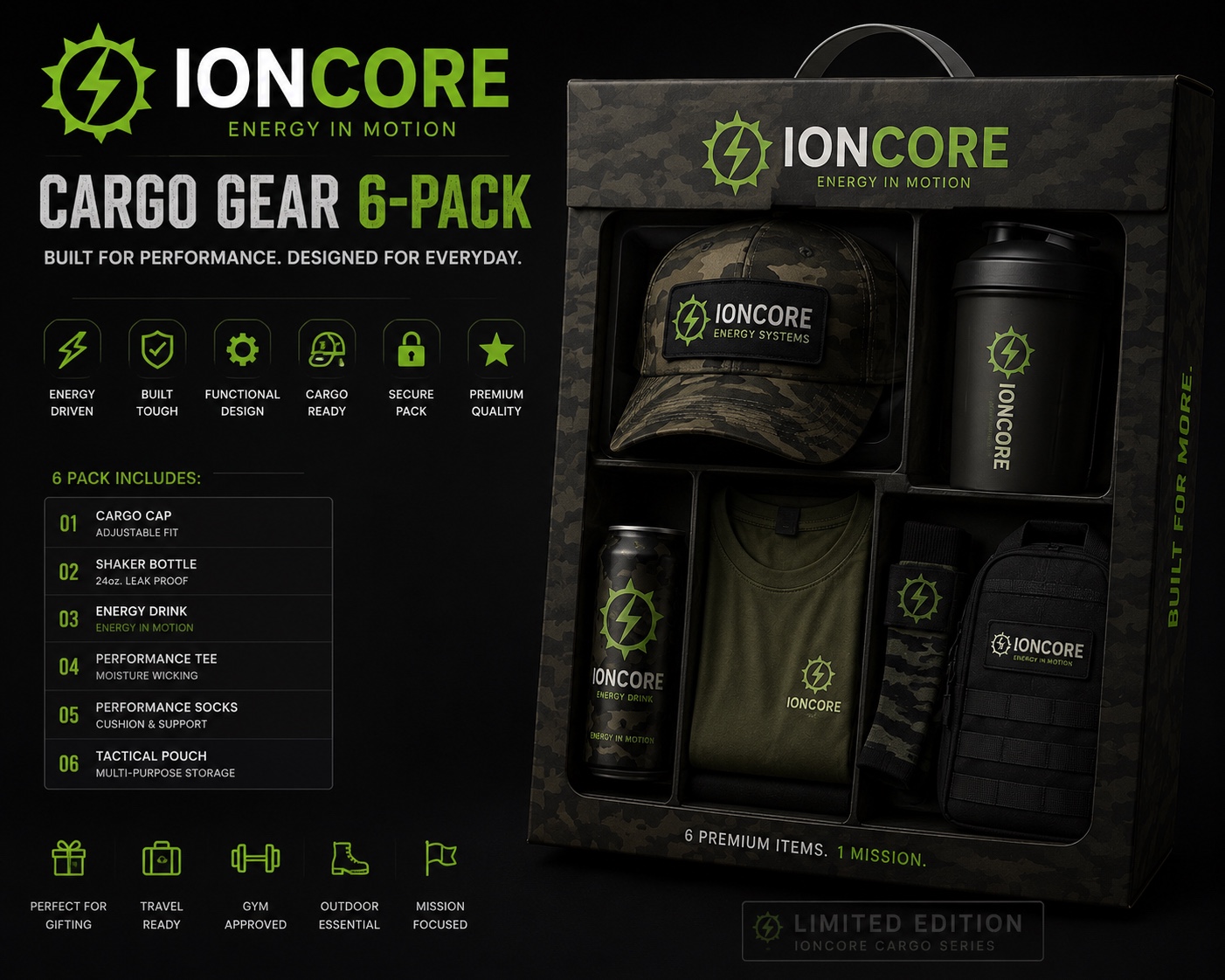 IONCORE Cargo Gear 6-Pack