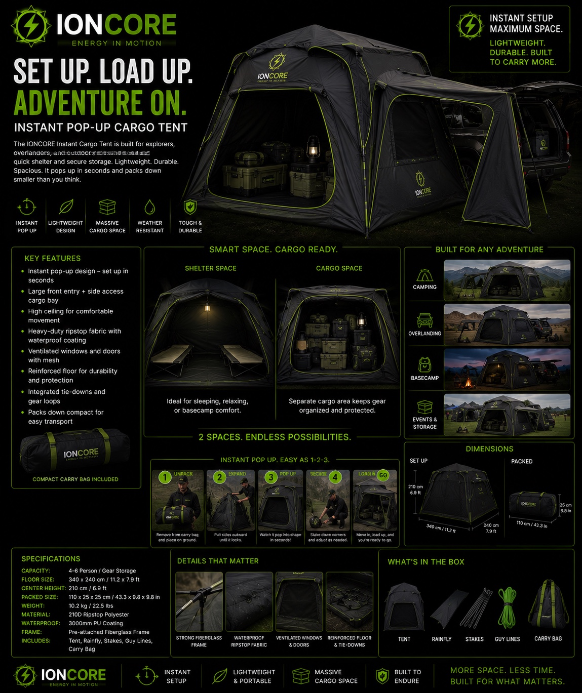 IONCORE Instant Cargo Tent